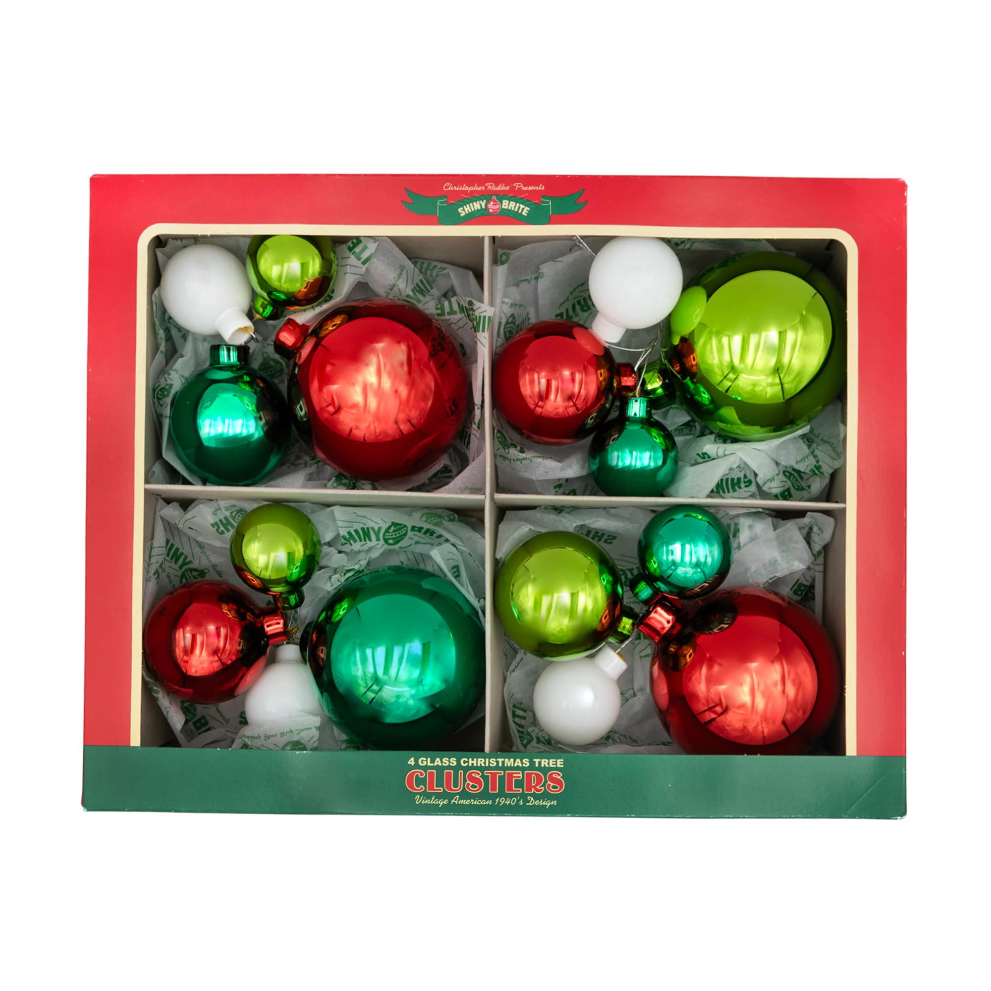 HOLIDAY SPLENDOR 4 COUNT 4PC 1.25",1.75" & 2.5” CLUSTERS